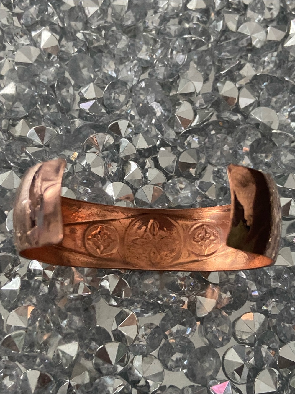 Engraved Witches knot Cooper Cuff Bracelet w/Healing Frequency Women’s Jewelry - Picture 3 of 3